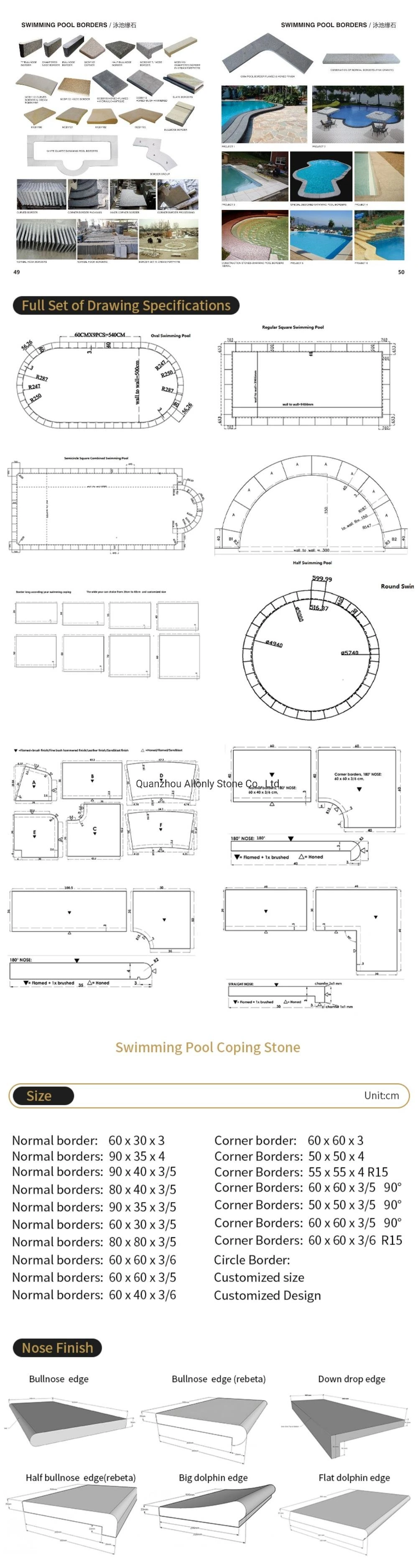 Natural Straight and Curved G684 Black Granite Inland Swimming Pool Border Landscaping