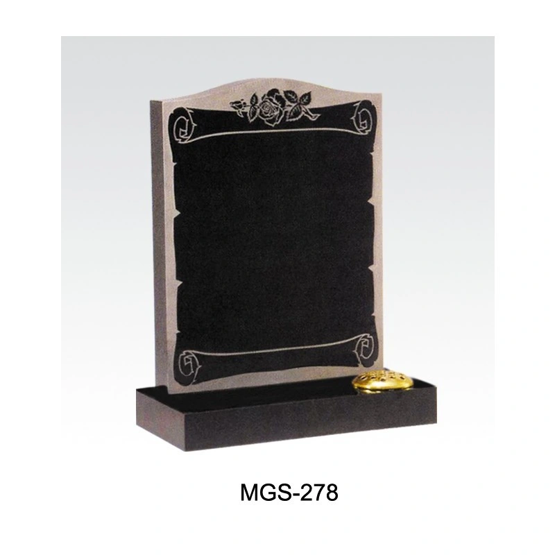 UK Black Granite High-Quality Personalised Ogee Top Memorial Headstones